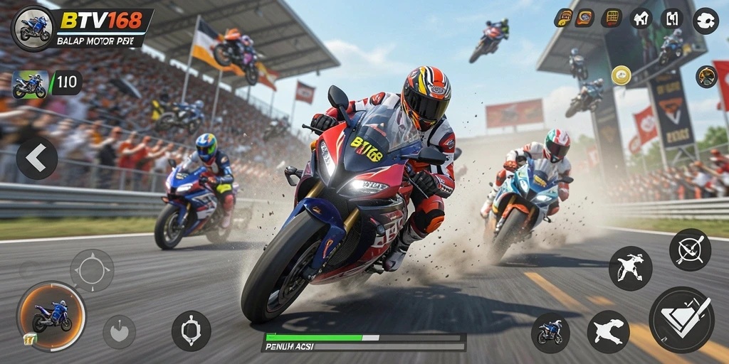 Tampilan aksi balapan motor yang mendebarkan di BTV168.