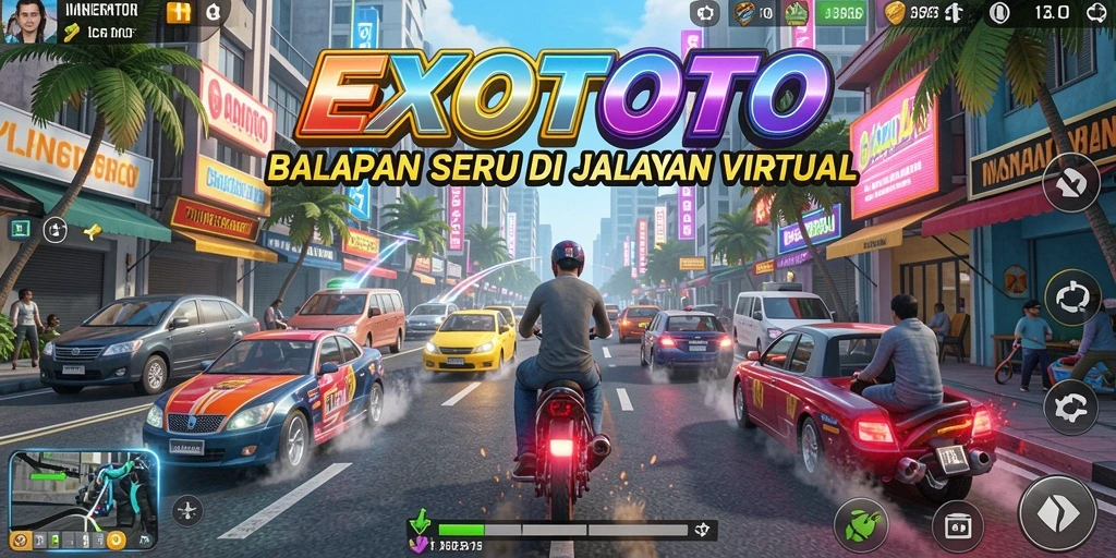 Gameplay balapan yang mendebarkan di EXOTOTO dengan grafis yang menakjubkan.
