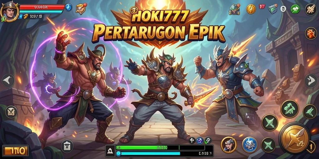 Tampilan seru bertarung di HOKI777 dengan karakter unik.