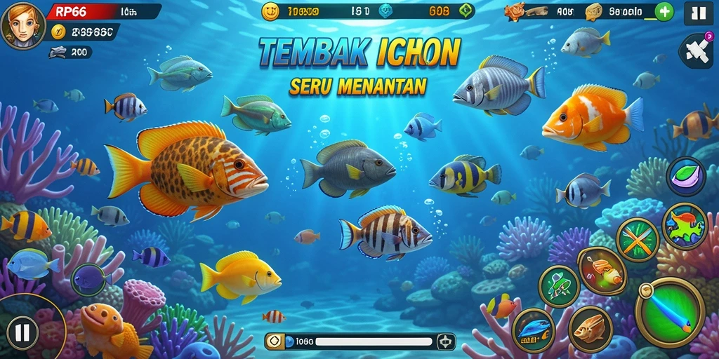 Screenshot RP66 menampilkan gameplay Tembak Ikan yang seru.